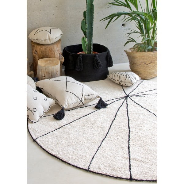 Covor crem lavabil/țesut manual rotund din bumbac ø 160 cm Trace Beige – Lorena Canals-image-1