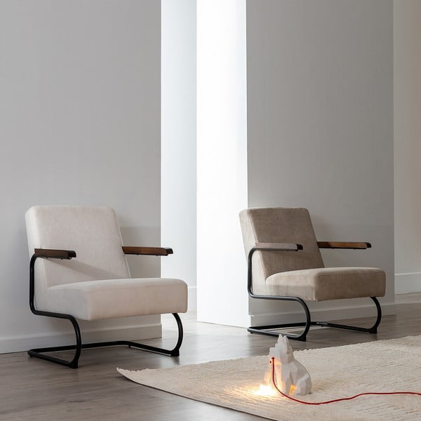 Fotoliu taupe cu tapițerie din chenille Industra – Ixia-image-4