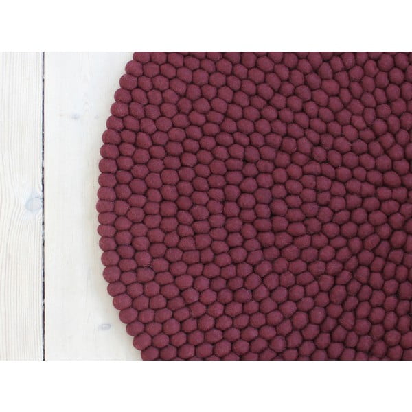 Covor cu bile din lână Wooldot Ball Rugs, ⌀ 200 cm, vișiniu închis