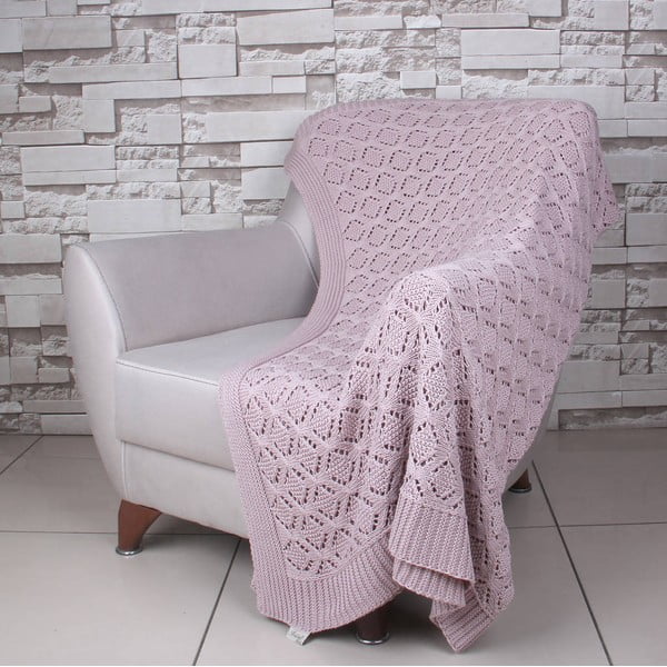 Pătură Celma din bumbac roz, 130 x 170 cm