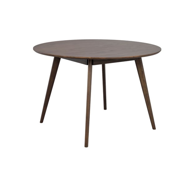 Masă de dining maro închis rotundă cu aspect de lemn de stejar ø 115 cm Yumi – Rowico-image-2