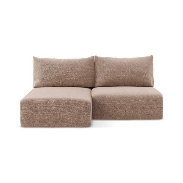 Colțar maro deschis extensibil/cu spațiu de depozitare (cu colț pe partea stângă) Kalena – Makamii