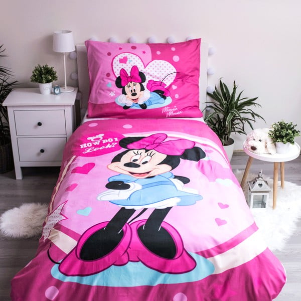 Lenjerie de pat pentru copii din microfibră pentru pat de o persoană 140x200 cm Minnie Sweet Like Me – Jerry Fabrics-image-1