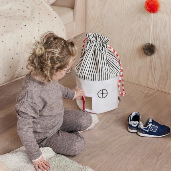 Coș de jucării pentru copii roșu/crem din material textil ø 26x40 cm Koya – OYOY Mini-image-1