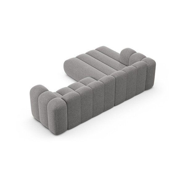 Colțar gri cu tapițerie din chenille (cu colț pe partea stângă/cu șezlong) Lupine – Micadoni -image-3