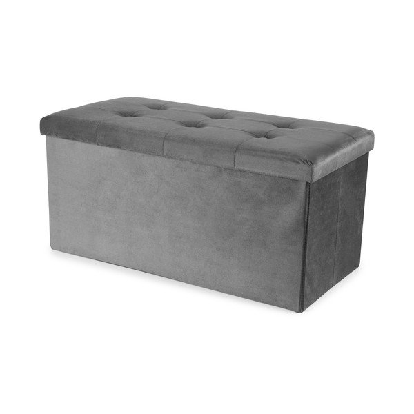 Taburet gri cu tapițerie din catifea – Compactor-image-2