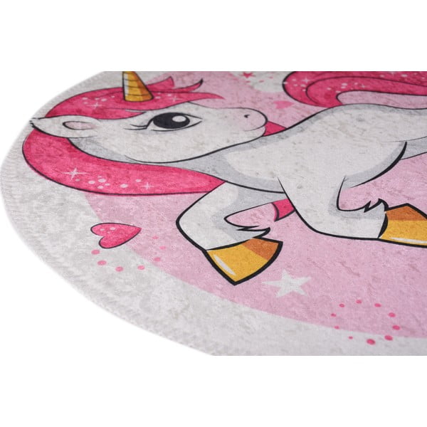 Covor pentru copii roz lavabil ø100 cm Pink Unicorn – Vitaus-image-2