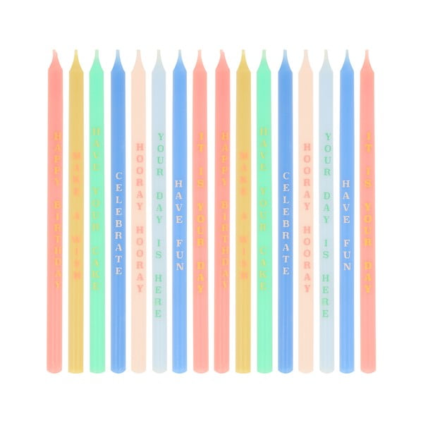 Lumânări pentru tort 16 buc. Birthday Phrases – Meri Meri-image-2