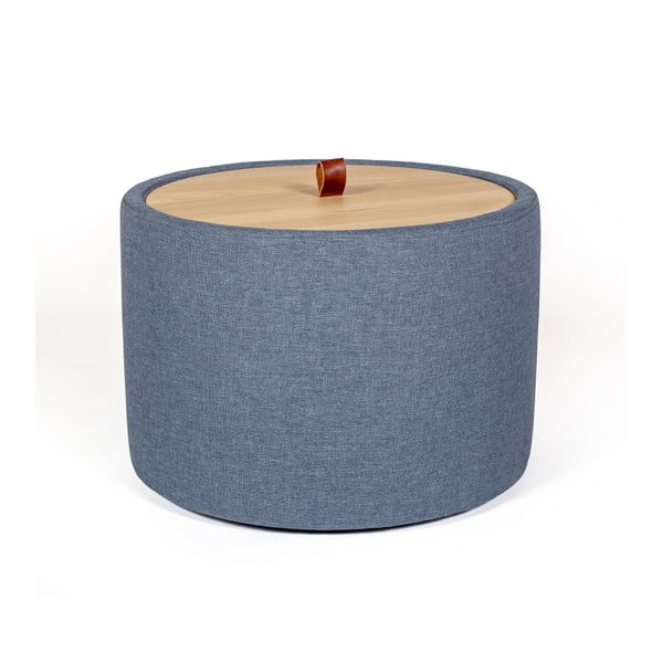 Măsuţă auxiliară cu spaţiu de depozitare şi panou detaşabil din stejar, culoare denim, ⌀ 56 cm, Askala Ibisco