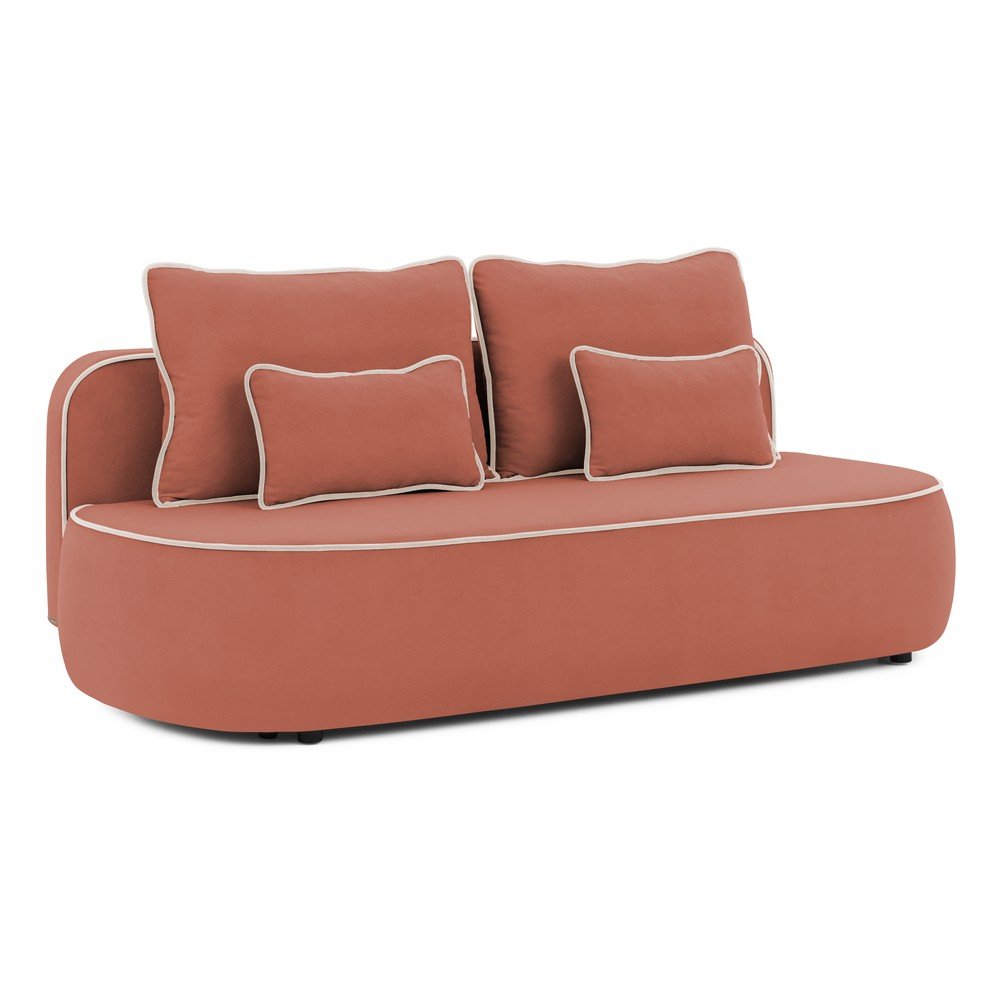 Canapea pentru copii roz/gri deschis extensibilă/cu spațiu de depozitare cu tapițerie din catifea 210 cm Saga – Ropez