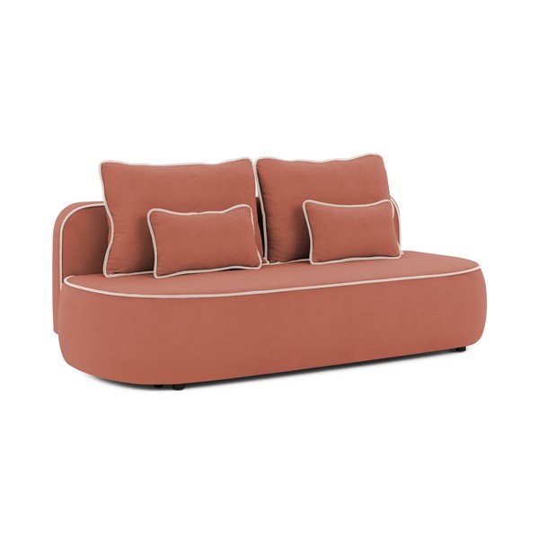 Canapea pentru copii roz/gri deschis extensibilă/cu spațiu de depozitare cu tapițerie din catifea 210 cm Saga – Ropez