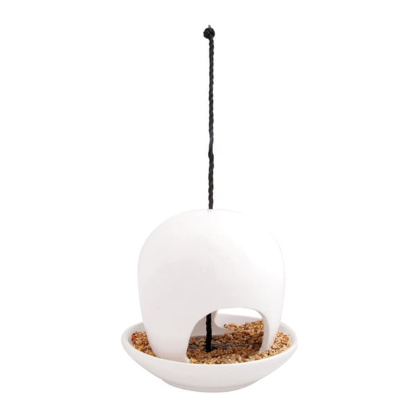 Suport ceramic pentru hrănit păsări Esschert Design, ⌀ 18 cm, alb