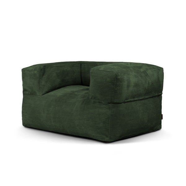 Fotoliu bean bag verde cu tapițerie din catifea reiată MooG – SLOWDOWN