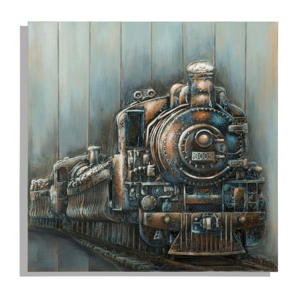 Tablou pictat manual Mauro Ferretti Train, 80 x 80 cm