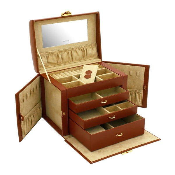 Casetă de bijuterii din piele Friedrich Lederwaren Cordoba, 26 x 18 cm, maro