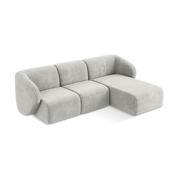 Colțar gri deschis cu tapițerie din chenille (cu colț pe partea dreaptă/cu șezlong) Lani – Makamii-image-2