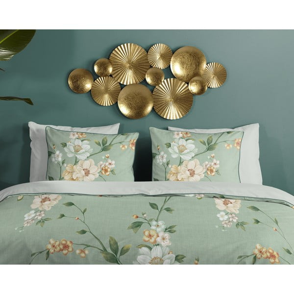 Lenjerie de pat verde din bumbac satinat pentru pat de o persoană, extinsă 140x220 cm Sizena – Descanso-image-2