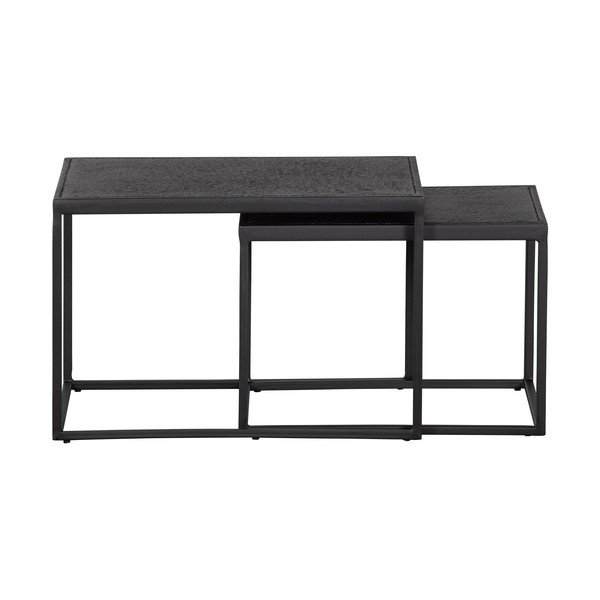 Set 2 măsuțe auxiliare din metal WOOOD Febe, negru-image-1