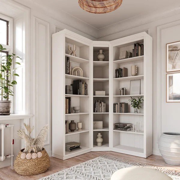 Bibliotecă albă din lemn de pin 85x219x56 cm Anita – Støraa-image-2