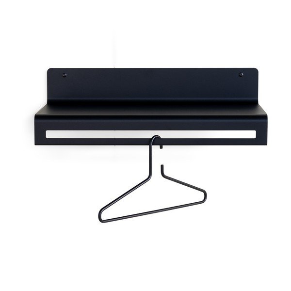 Cuier de perete negru cu raft din metal 60 cm Sway – Spinder Design-image-4