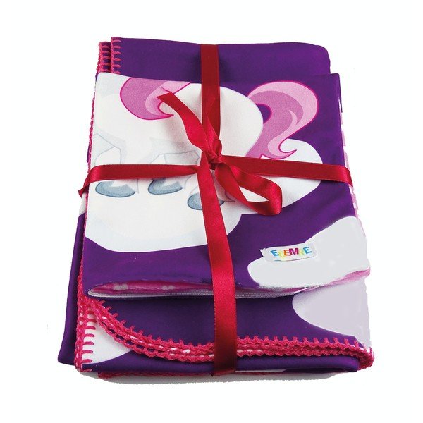 Set pătură și față de pernă  pentru copii roz/mov 85x125 cm – OYO kids-image-1
