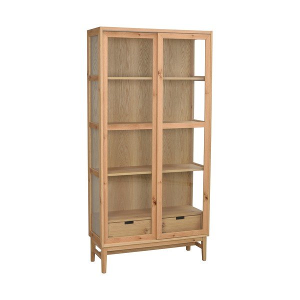 Vitrină natural  cu aspect de lemn de stejar cu ușă glisantă 100x203 cm Hazelton – Rowico-image-3