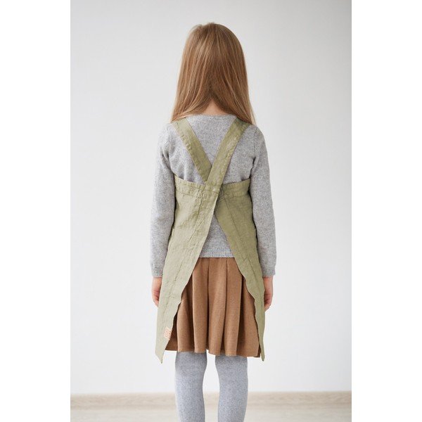 Șorț din in pentru copii Linen Tales Pinafore, 72 x 45 cm, verde-image-1