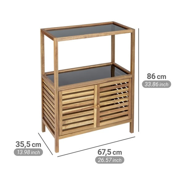 Dulap de baie negru/în culoare naturală jos din lemn de acacia 67,5x86 cm Fondi – Wenko-image-2