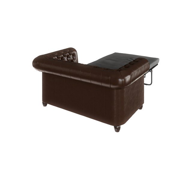 Canapea maro închis extensibilă cu tapițerie din imitație de piele 148 cm York – Ropez-image-4