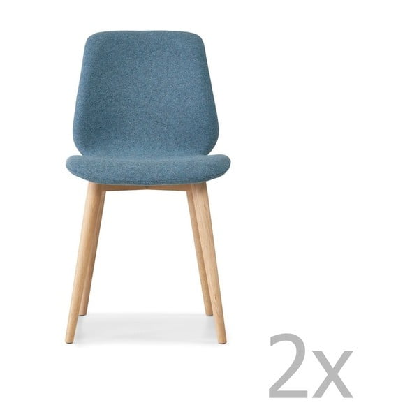 Set 2 scaune cu picioare din lemn masiv de stejar WOOD AND VISION Cut, albastru