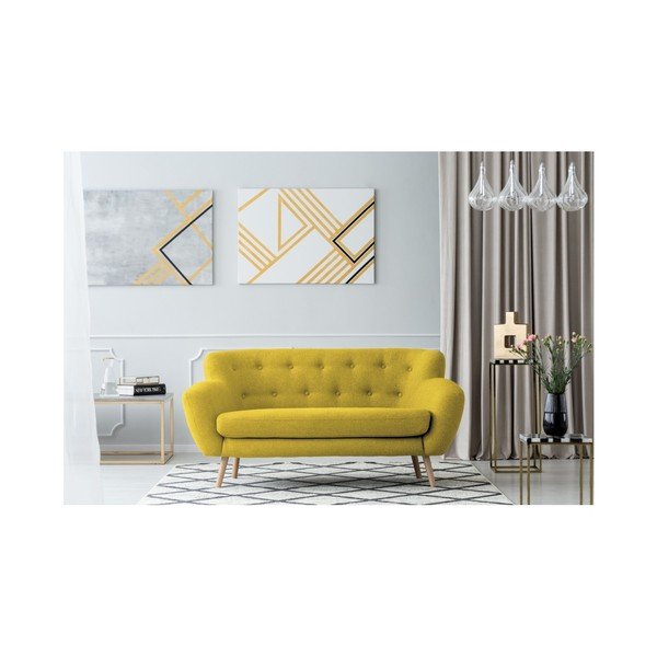 Canapea cu 2 locuri Kooko Home Pop, galben -image-3
