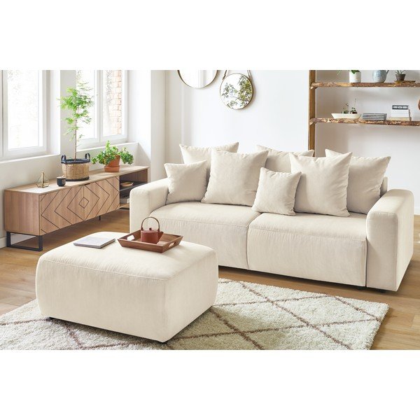 Puf din reiat Bobochic Paris Envy, crem-image-4