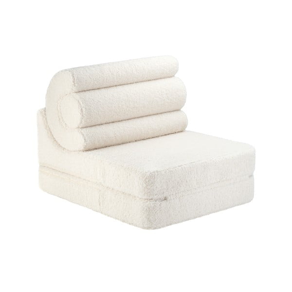 Fotoliu pentru copii crem cu tapițerie din țesătură bouclé Flipster – Wigiwama