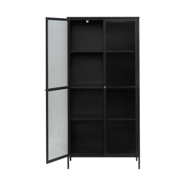Vitrină neagră din metal 90x190 cm Bronco – Unique Furniture-image-2