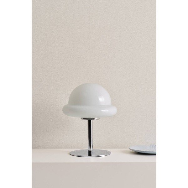 Veioză albă/argintiu-lucios din sticlă opal (înălțime 26 cm) Bubba – Jotex-image-2
