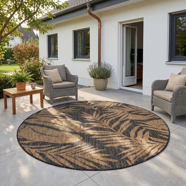 Covor pentru exterior și interior negru/maro rotund ø 120 cm Mira 1451 – Ayyildiz Carpets-image-1
