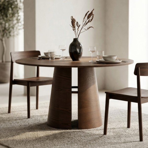 Masă de dining rotundă cu aspect de lemn de frasin ø 137 cm Cep – Teulat-image-1