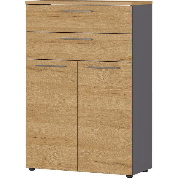 Comodă gri antracit înaltă cu aspect de lemn de stejar 80x120 cm Agenda – Germania-image-1