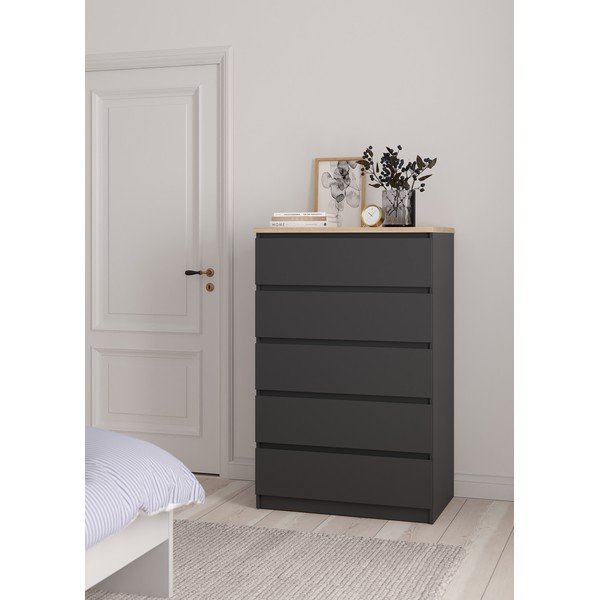 Comodă gri închis 77x121x50 cm Naia – Tvilum-image-1