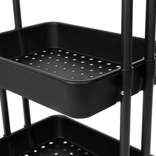 Etajeră cu roți neagră din plastic 43x36 cm Grena – Compactor-image-2
