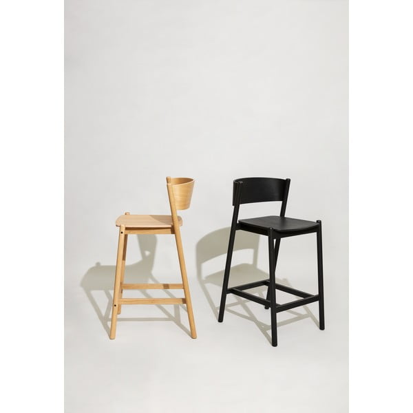 Scaun de bar în culoare naturală cu aspect de lemn de stejar (înălțime șezut 75 cm) Oblique – Hübsch-image-1