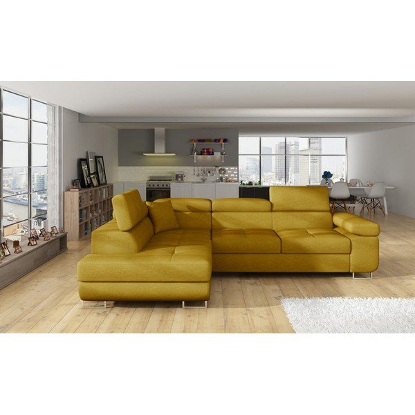 Colțar galben extensibil/cu spațiu de depozitare (cu colț pe partea stângă/în formă de ”L”) Anton – ELTAP-image-1