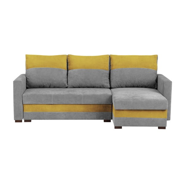 Canapea modulară extensibilă cu spațiu pentru depozitare Melart Frida, gri - galben