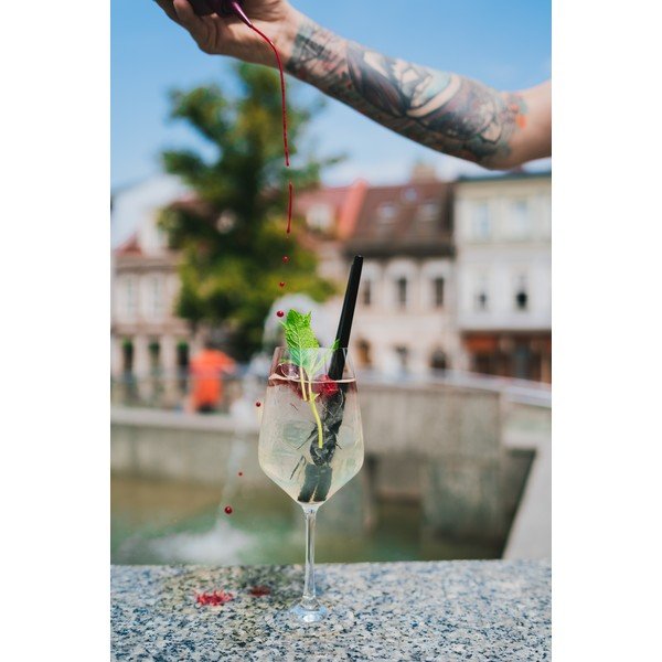 Set 6 paie din sticlă Vialli Design, lungime 20 cm, negru-image-1