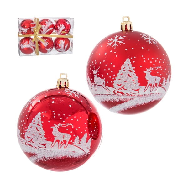 Set 6 decorațiuni de Crăciun Unimasa Forest, roșu