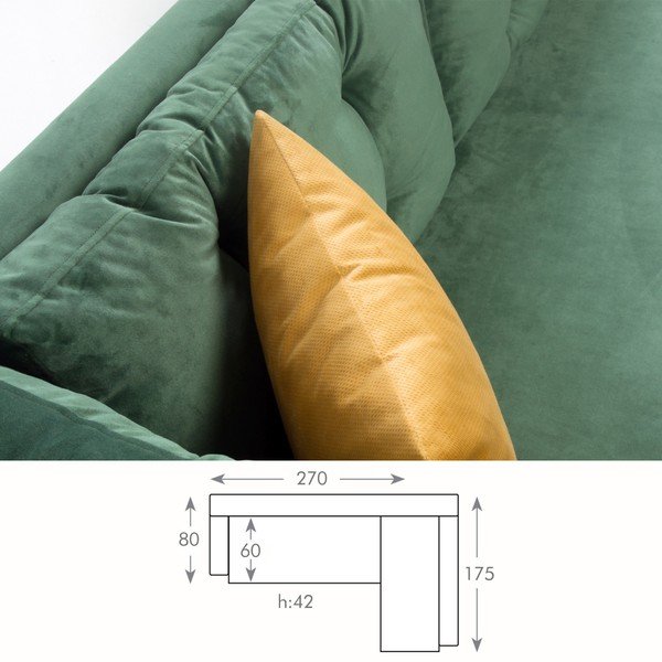 Canapea Balcab Home Amalia, partea dreaptă, verde-image-1