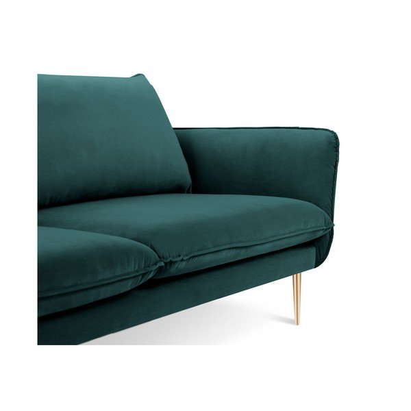 Canapea cu tapițerie din catifea Cosmopolitan Design Florence, verde petrol, 160 cm-image-3