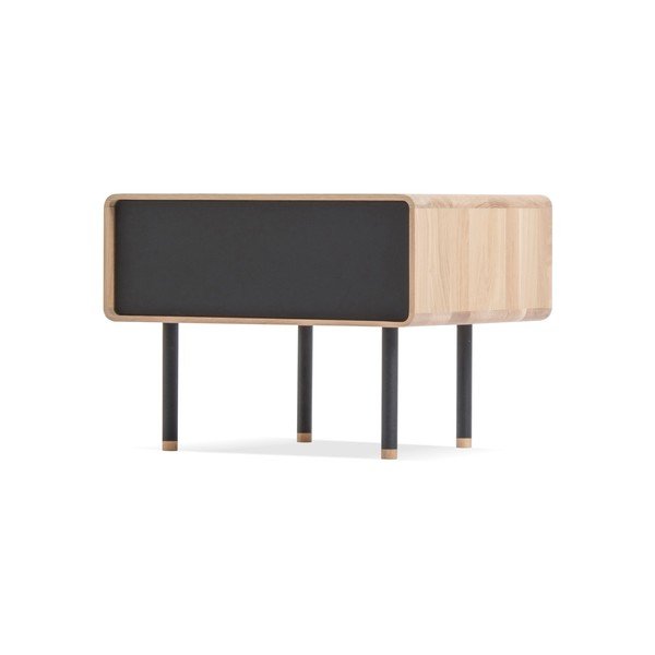 Noptieră din lemn de stejar cu sertar negru Gazzda Fina-image-2