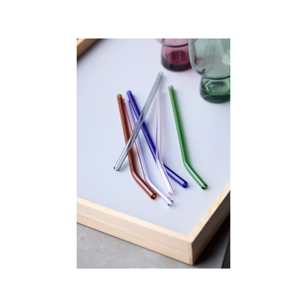 Paie de băut cu perie de curățare 4 buc. din sticlă – Lyngby Glas-image-3