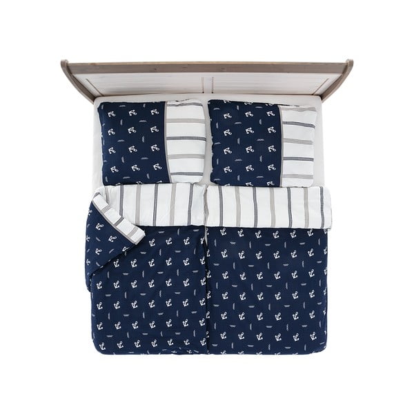 Lenjerie de pat albastru-închis din țesătură crep pentru pat de o persoană 140x200 cm Exclusive – B.E.S.-image-2